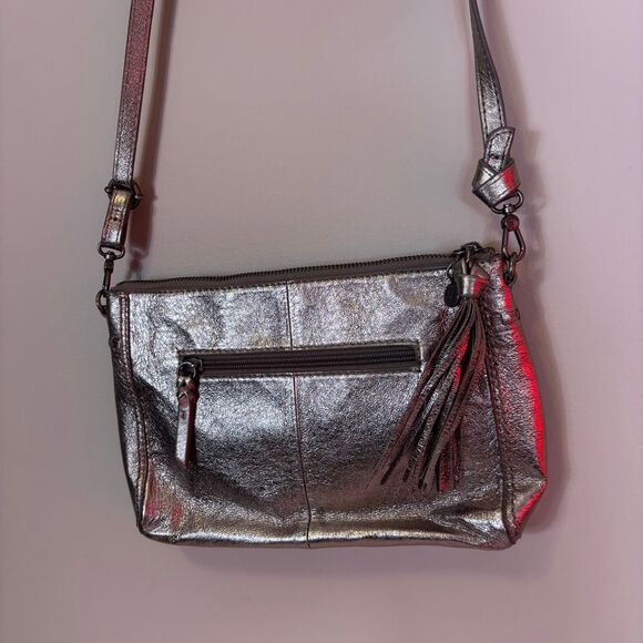 The Sak Silver Shimmer Leather Small Crossbody Purse - Picture 3 of 7